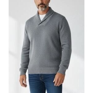 Manrico Men’s Cashmere Shawl Collar Pullover Sweater Grey Size Large Luxury Knit